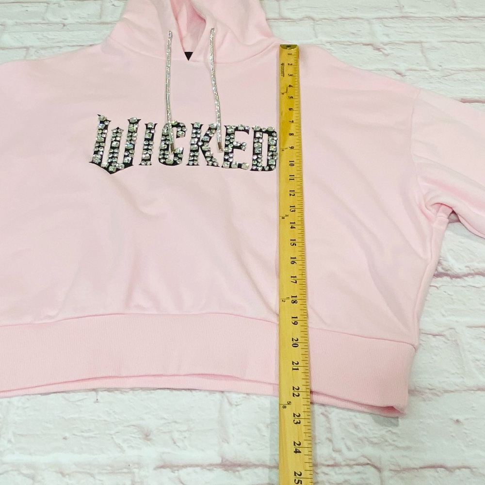 Forever 21 WICKED Faux Gem Pink Sweatshirt Hoodie - Women’s Small NWT - Picture 4 of 13